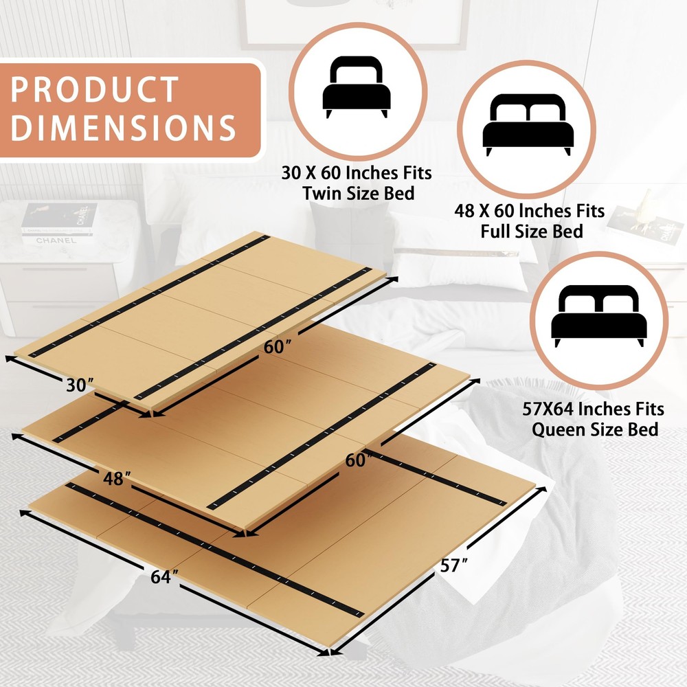 Imperius Foldable Box Spring Bunkie Board Bed Support Slats for Full Size Bed