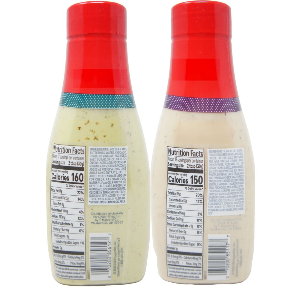 Chick-fil-A Avocado Lime Ranch & Parmesan Caesar Dressing Duo - 12 fl oz