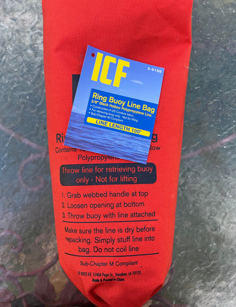 ICF Ring Buoy Line bag 100 ft NEW