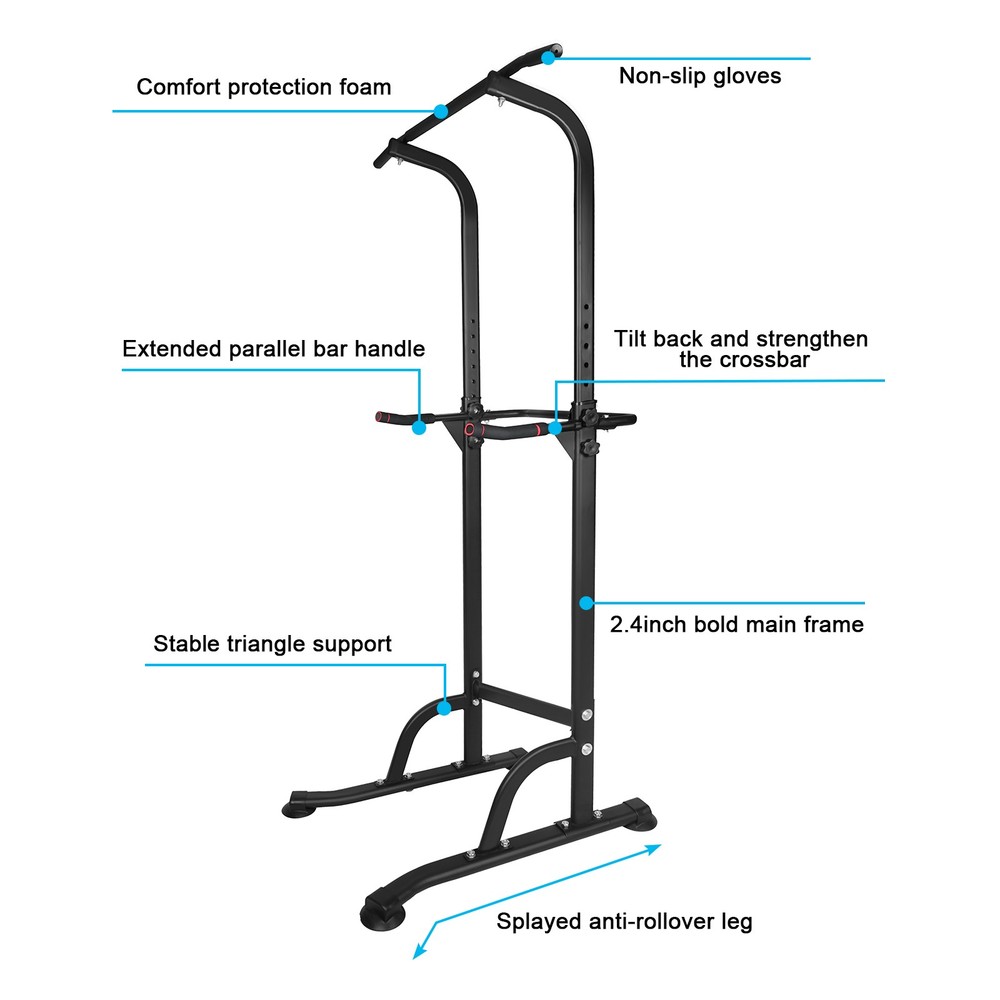 Multi-Function Power Tower: Adjustable Height Dip Station & Pull Up Bar