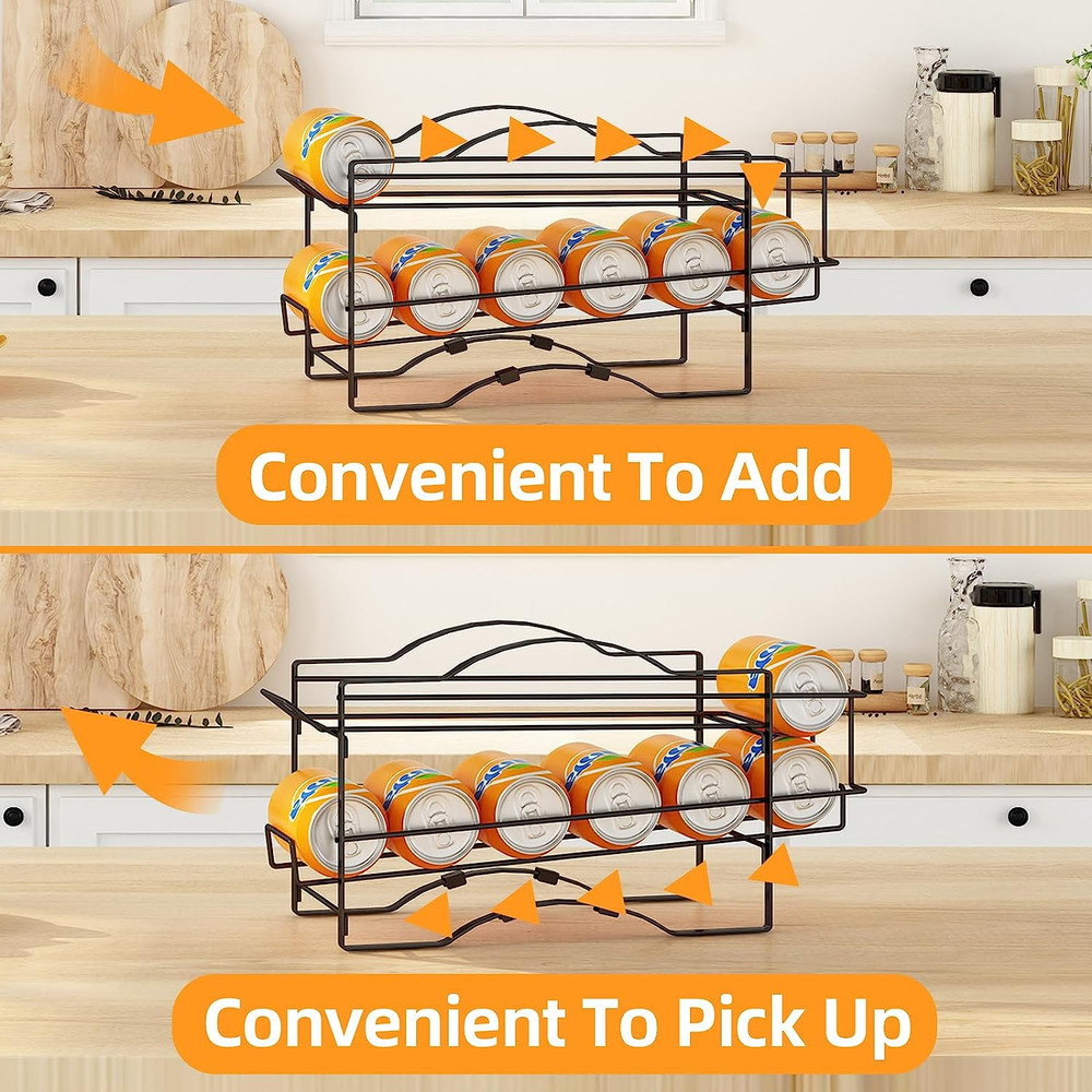4 Pack Soda Can Organizer Rack for Pantry, Stackable Beverage Soda Can Storage D
