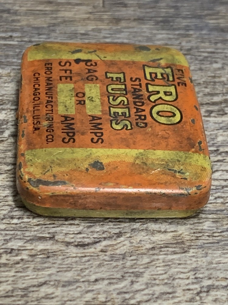 ERO Five Standard Fuses Empty Hinged Tin Box