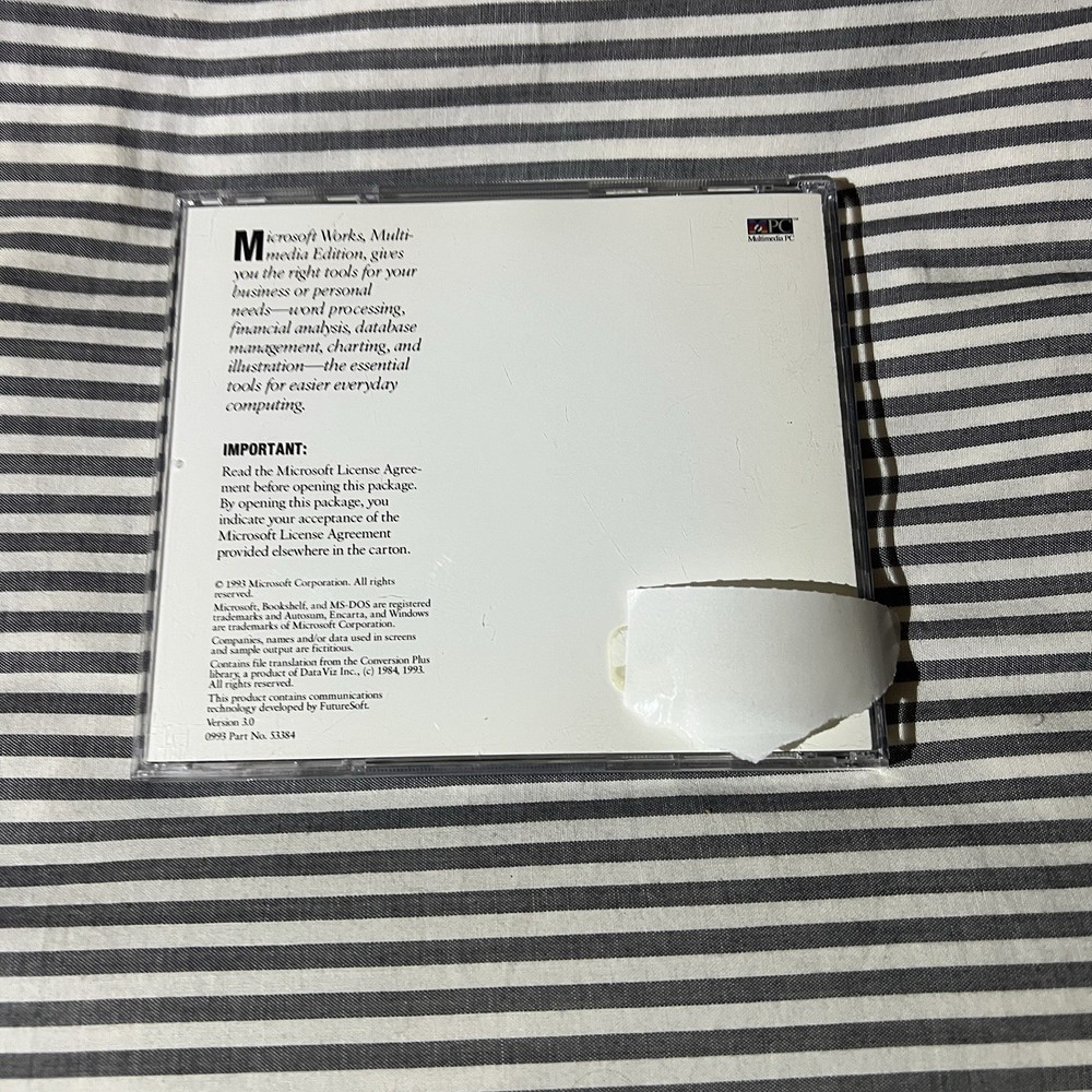 Microsoft Home Microsoft Works 1993 CD-ROM Excellent Condition Windows