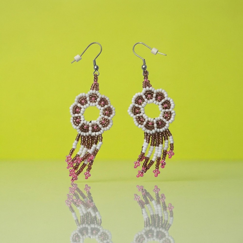 Floral Mandala Beaded Earrings