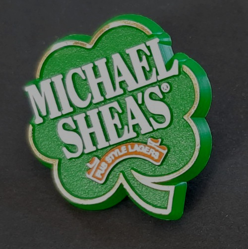Plastic Lapel Pin ONE Michael Shea's Pub Style Lagers 1"