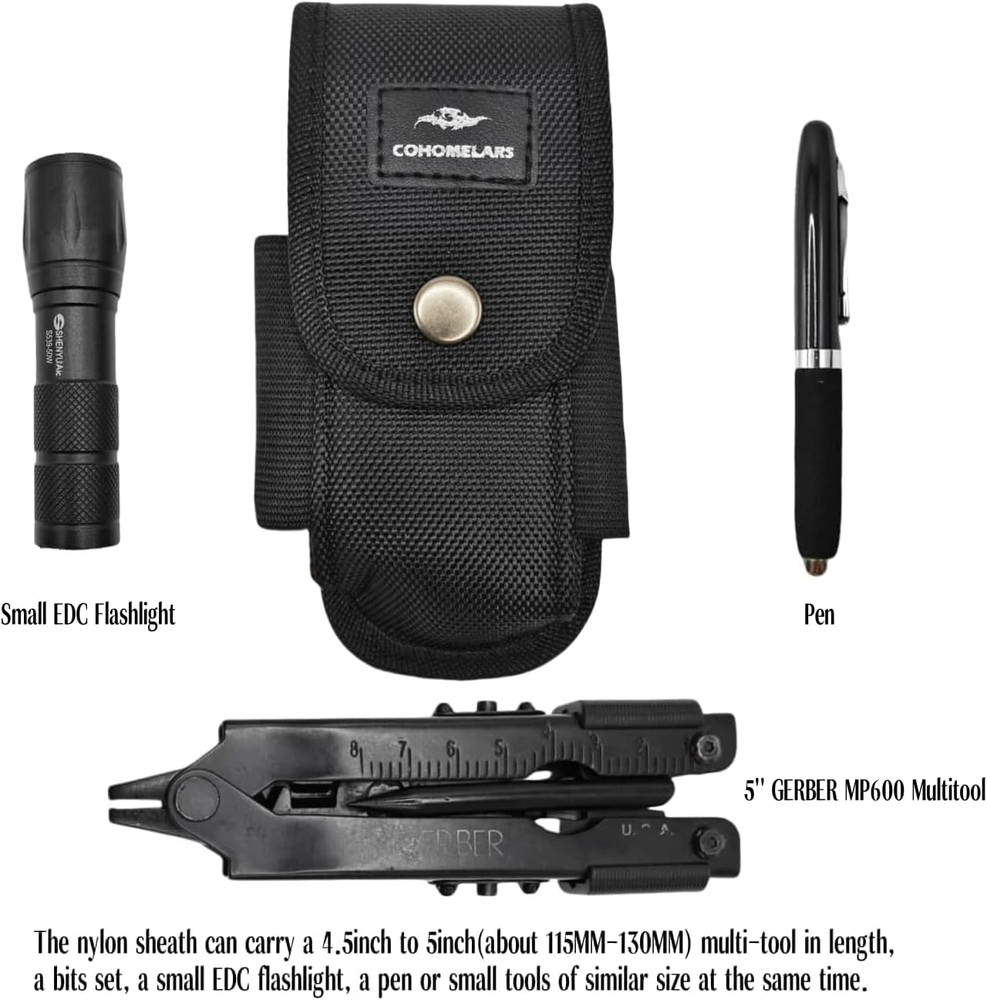 Multitool Nylon Sheath for 4.5'' to 5'' Multitool- Horizontally Large, Black