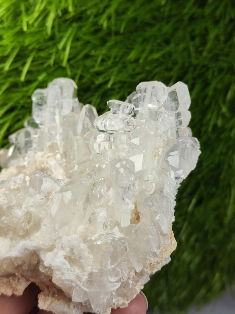 Faden Quartz DT Transparent Cluster On Matrix Has Good Luster & Nice Termination