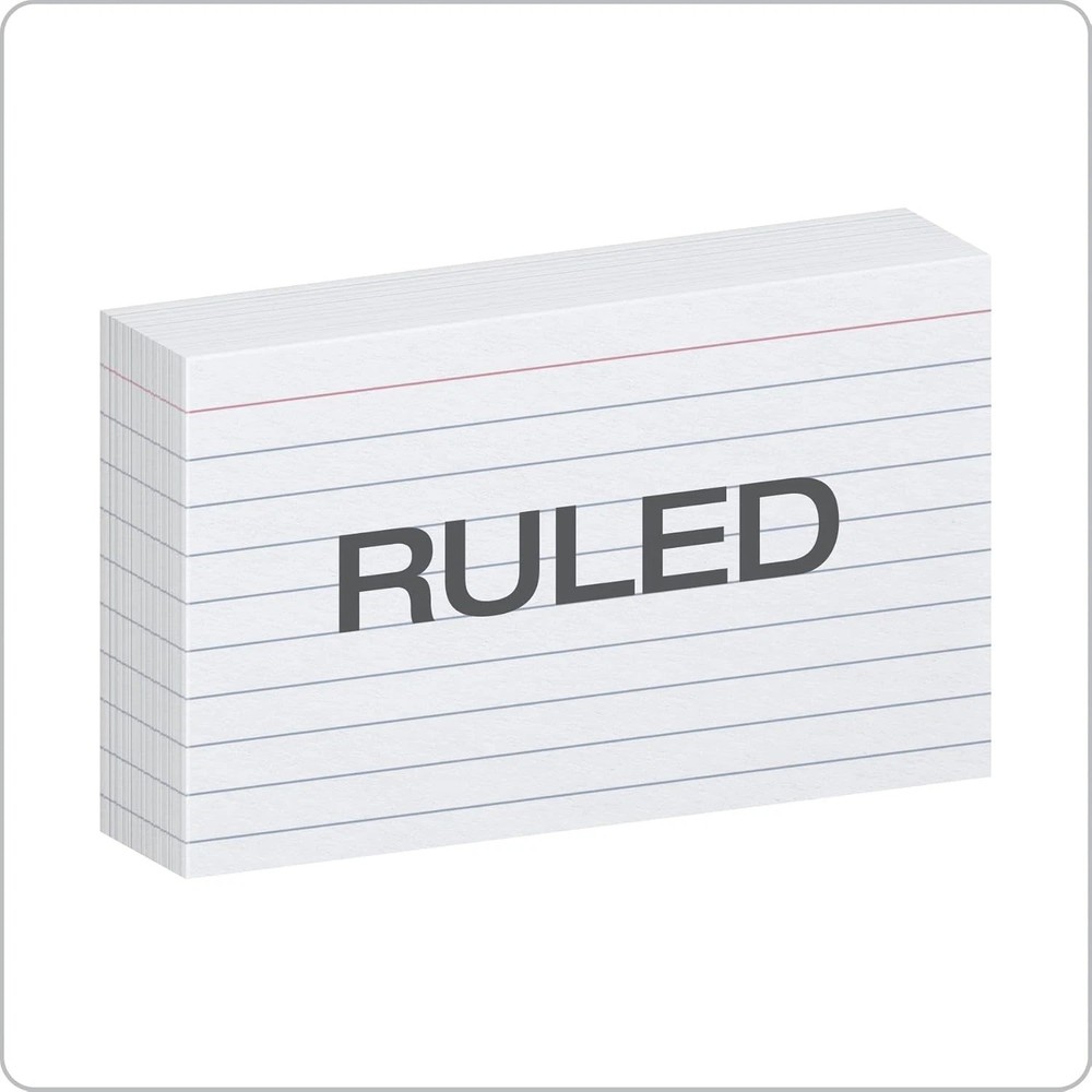 500 Count 3x5 Index Cards White Lined Front Blank Back Flashcards for Study Note