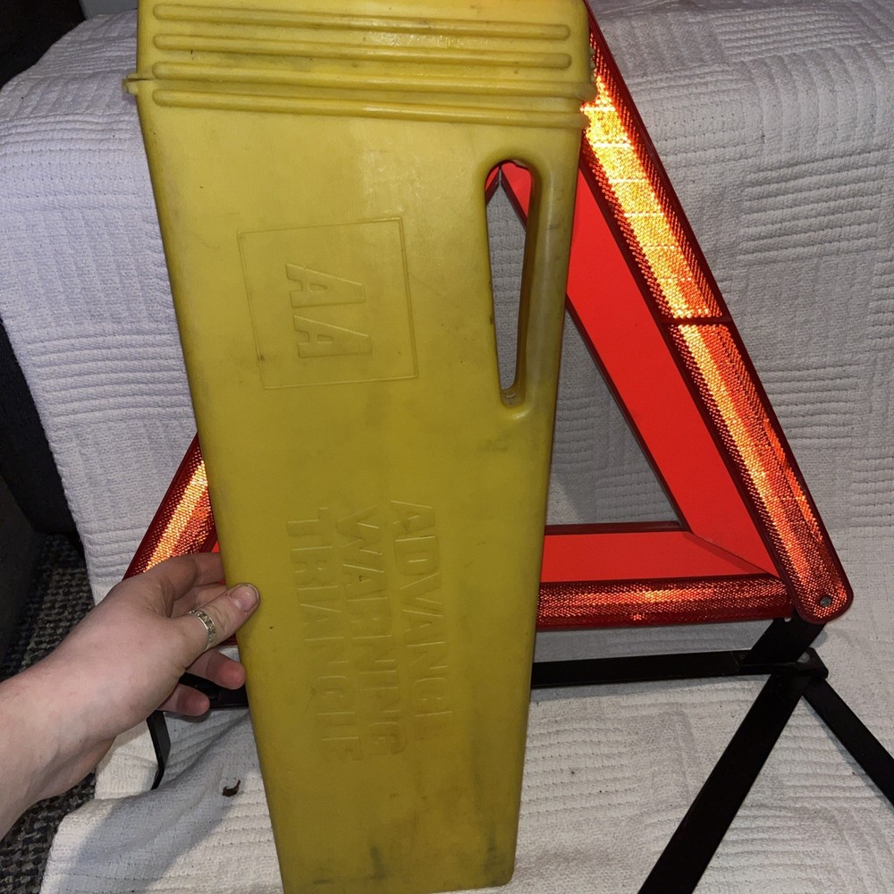 Vintage AA Advance Warning Triangle with Original Box