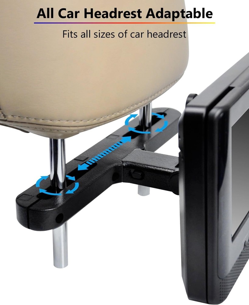 Car Headrest Mounts Angle Adjustable Dual Screen DVD Player
