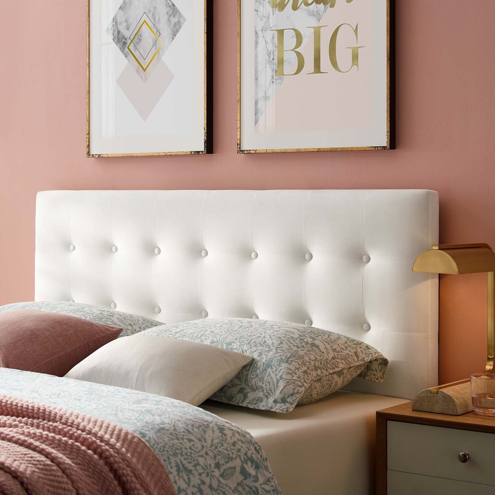 Modway Lily Biscuit Tufted Performance Velvet King Headboard in White