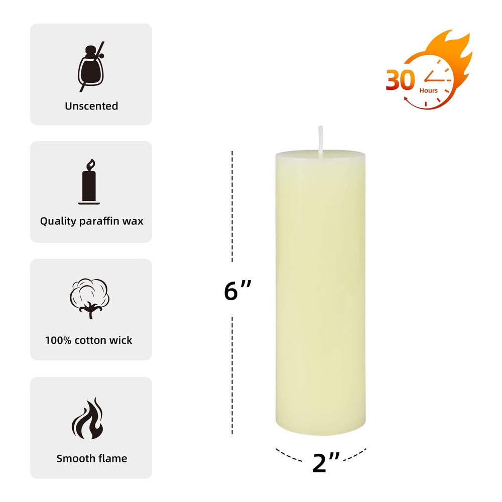 6 Inch Pale Ivory Pillar Candle