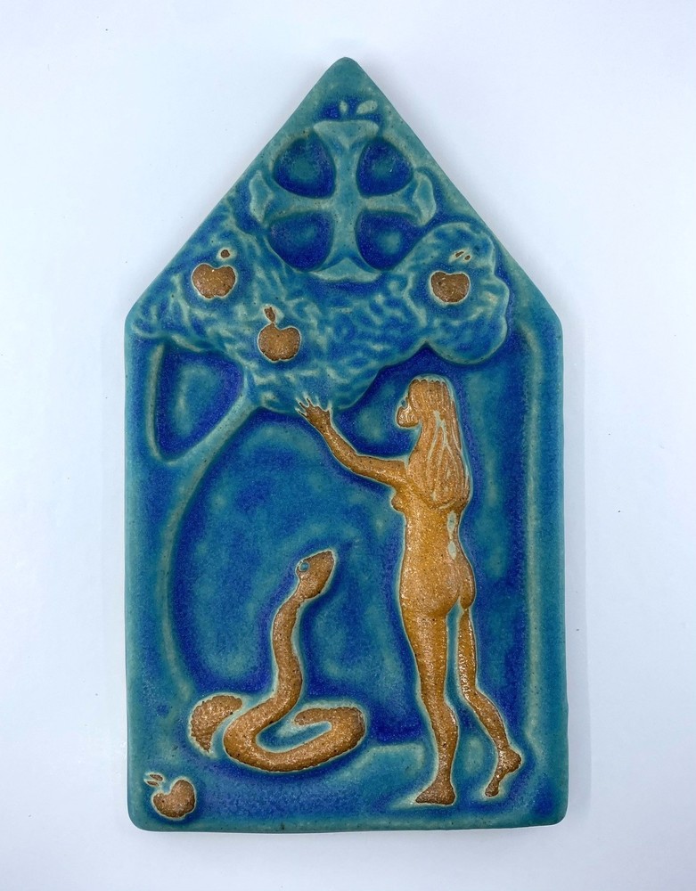 Eve & Serpent Ceramic Art Tile by Gretchen Kramp