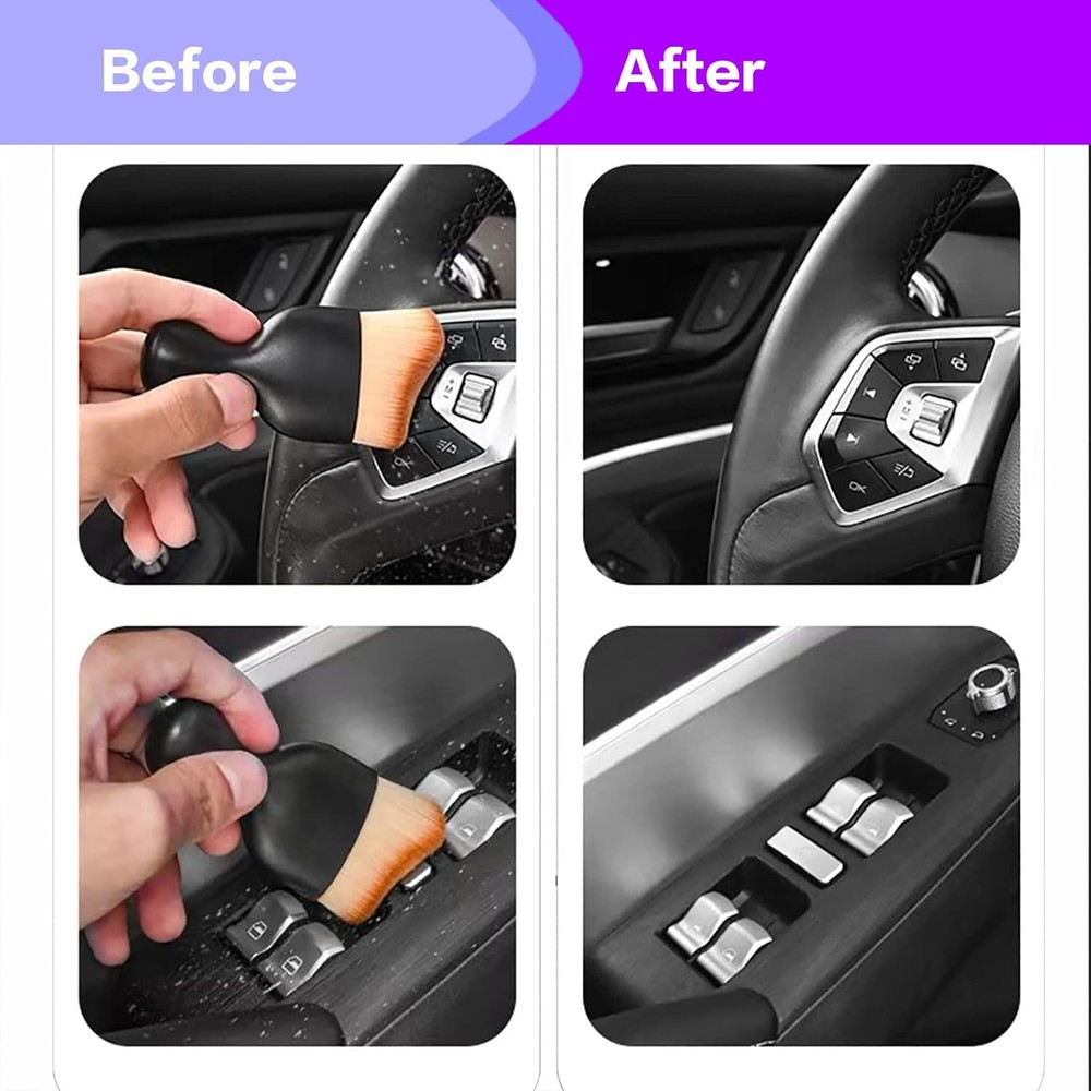 Car Interior Detailing Brush Soft Bristle Dash Duster Cleaning Tool Black