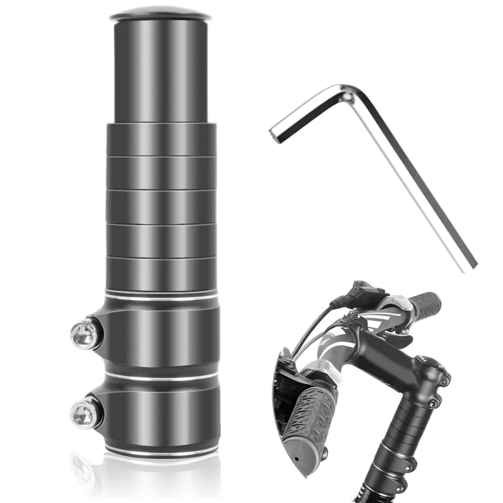 Bike Stem Riser Adjustable,Handlebar Extender, Increases Height 1-1/8", Black