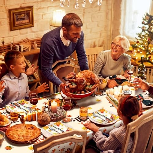 3 Pcs Fall Thanksgiving Tablecloth Plastic Disposable Table Cover Orange