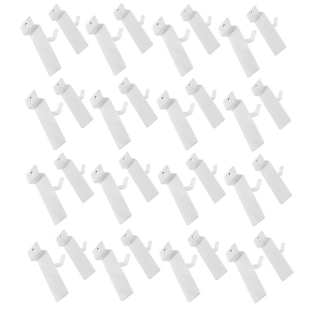 1" Slatwall Hooks, White, Hanger Display,Display Panel Hooks Wire Metal 50Pc Set