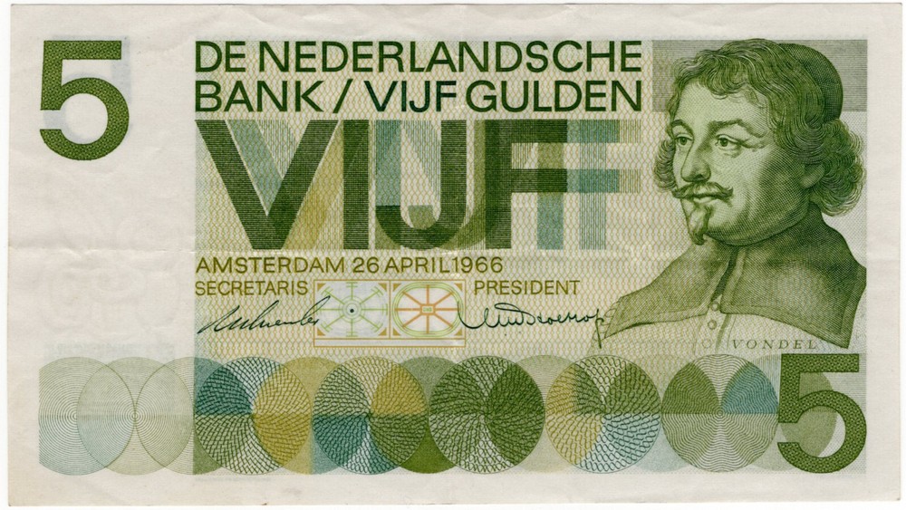 Netherlands 1966 5 Gulden P90a EF