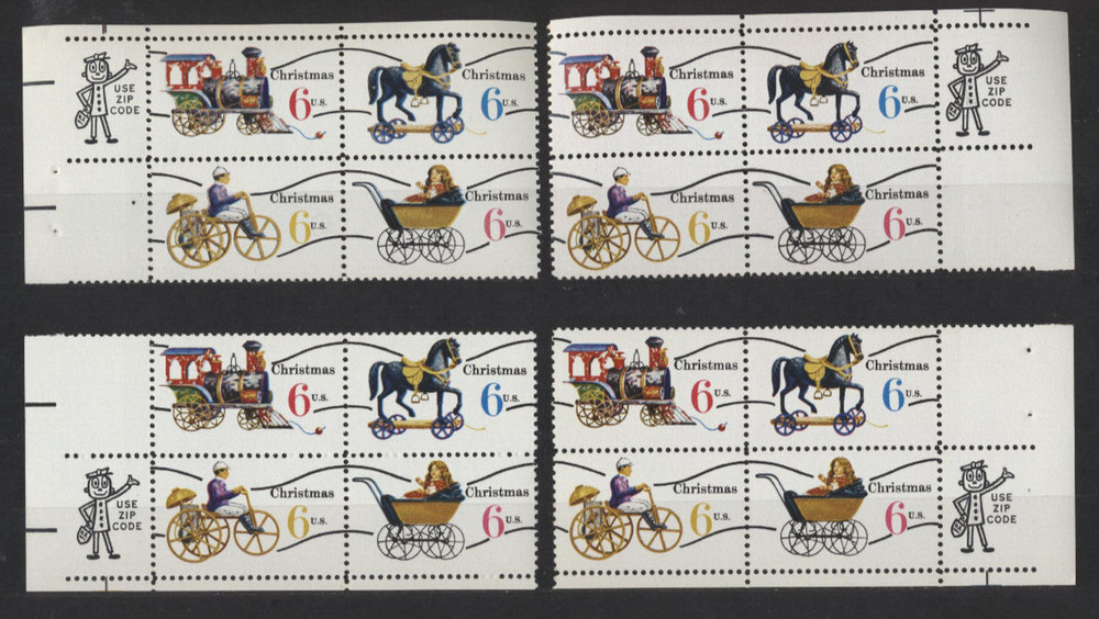 #1415a -1418a  Mint NH Se-tenant Precancel MATCHING CORNERS ZIP CODE Blocks