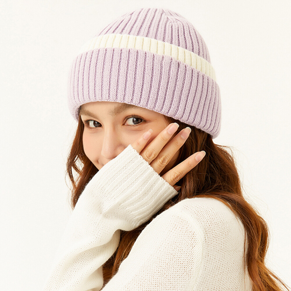 6 Packs Unisex Basic Beanie Hat Winter Warm Thermal Wool Chunky Knit Flap Stripe