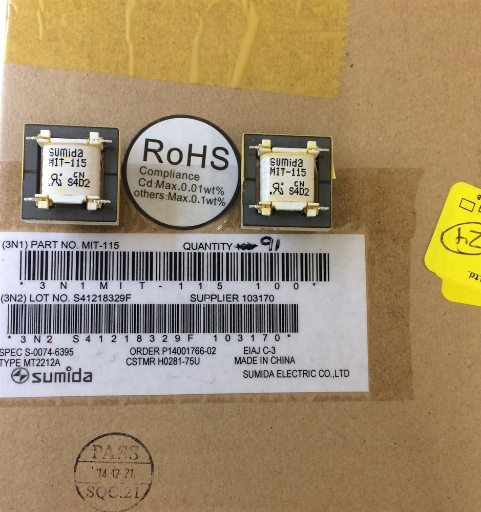 MIT-115 SUMIDA TRANSFORMER TELECOM THRU HOLE 2 UNITS