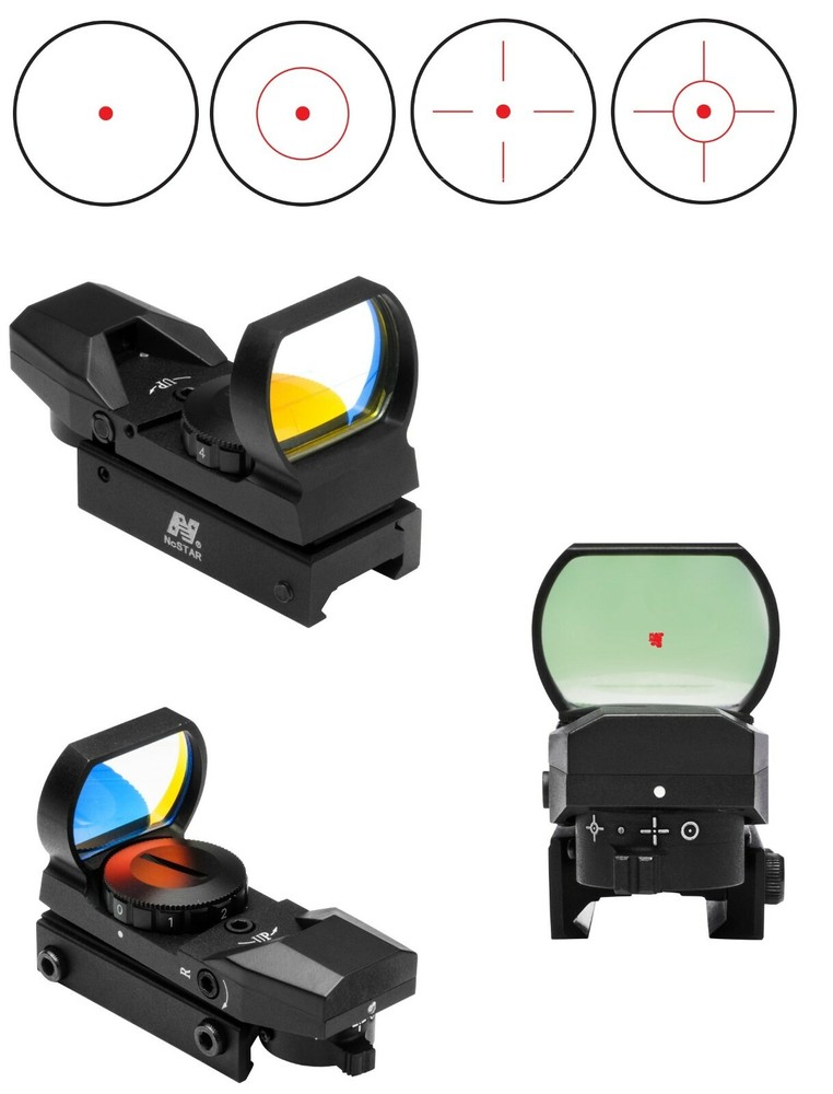 VISM Red Dot 4 Reticle Reflex Sight Site Optic BLACK Weaver Mount