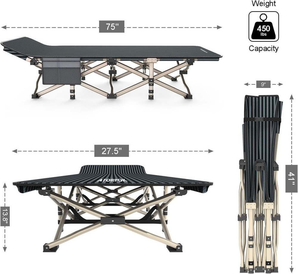 Camping Cot Adults Comfortable Tent Folding Cot Sleeping Lightweight Folding Bed