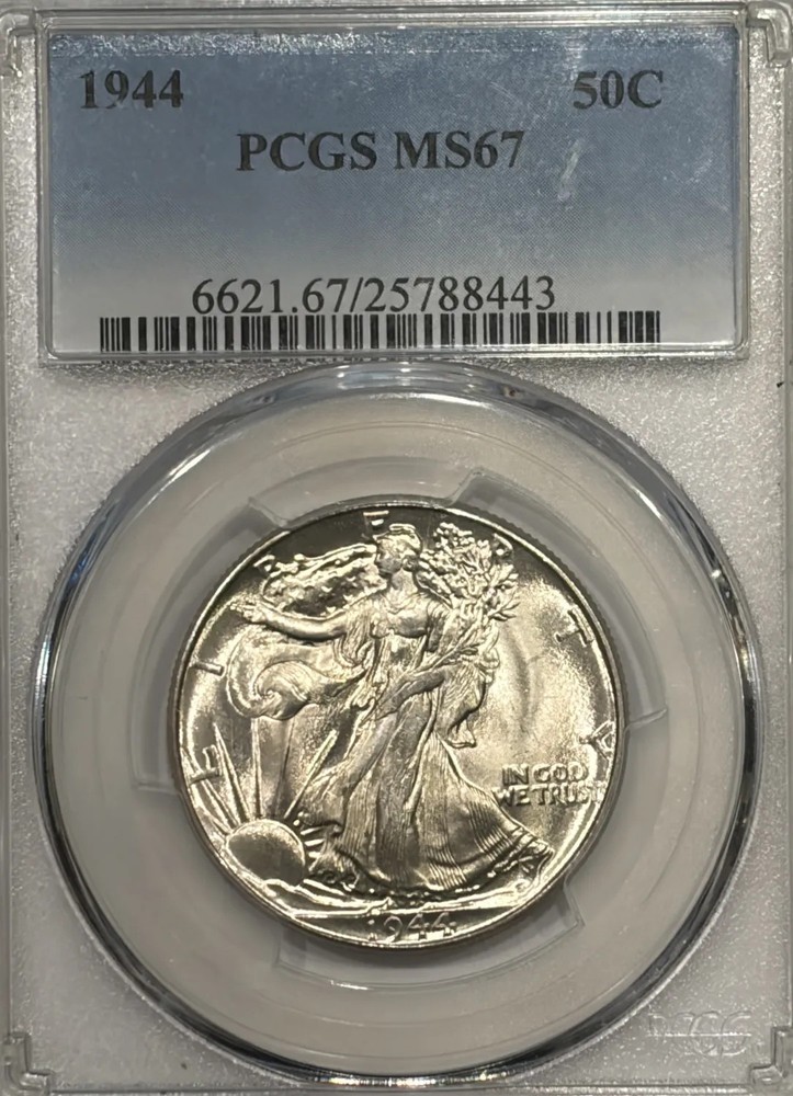 1944 WALKING LIBERTY HALF DOLLAR PCGS MS67
