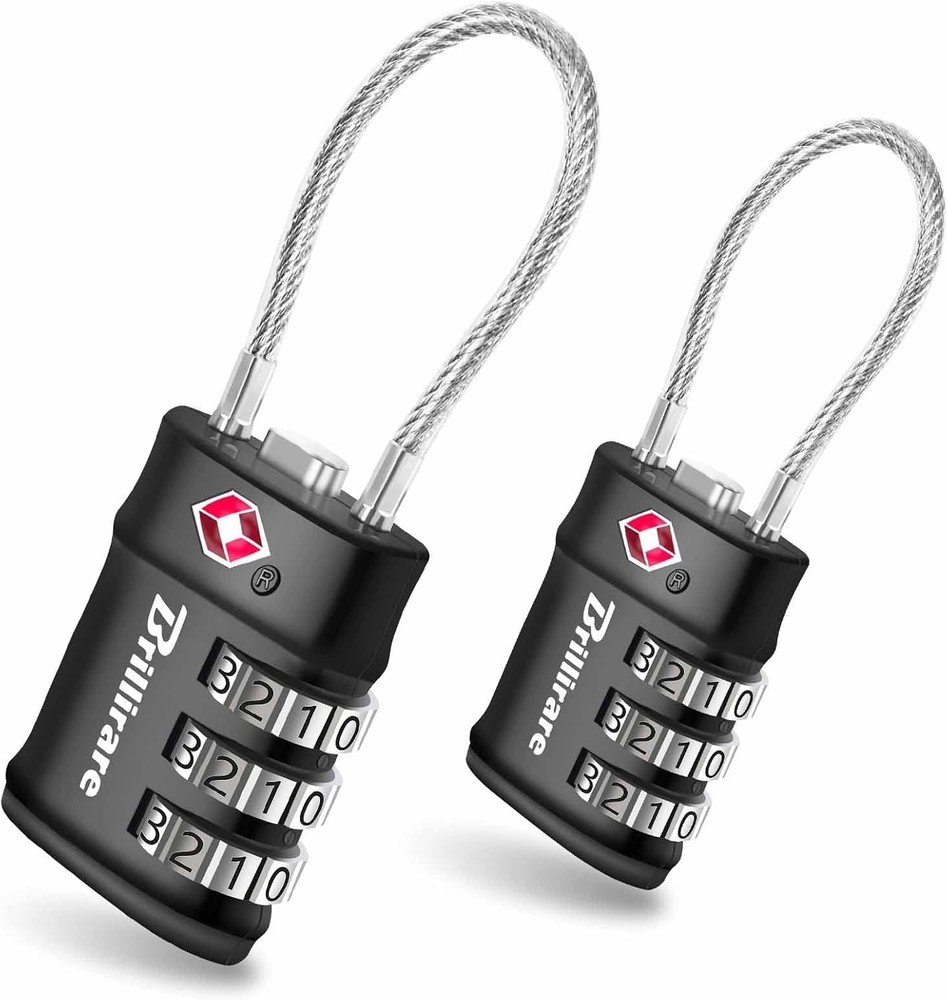 2 Pack TSA Approved Luggage Locks, Combination Travel Cable Small, 2
