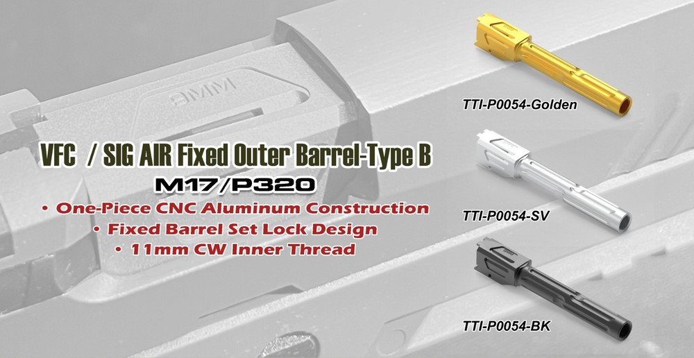 TTI AIRSOFT P0054-BK VFC M17 / P320 Airsoft Fixed Outer Barrel-Black Type B