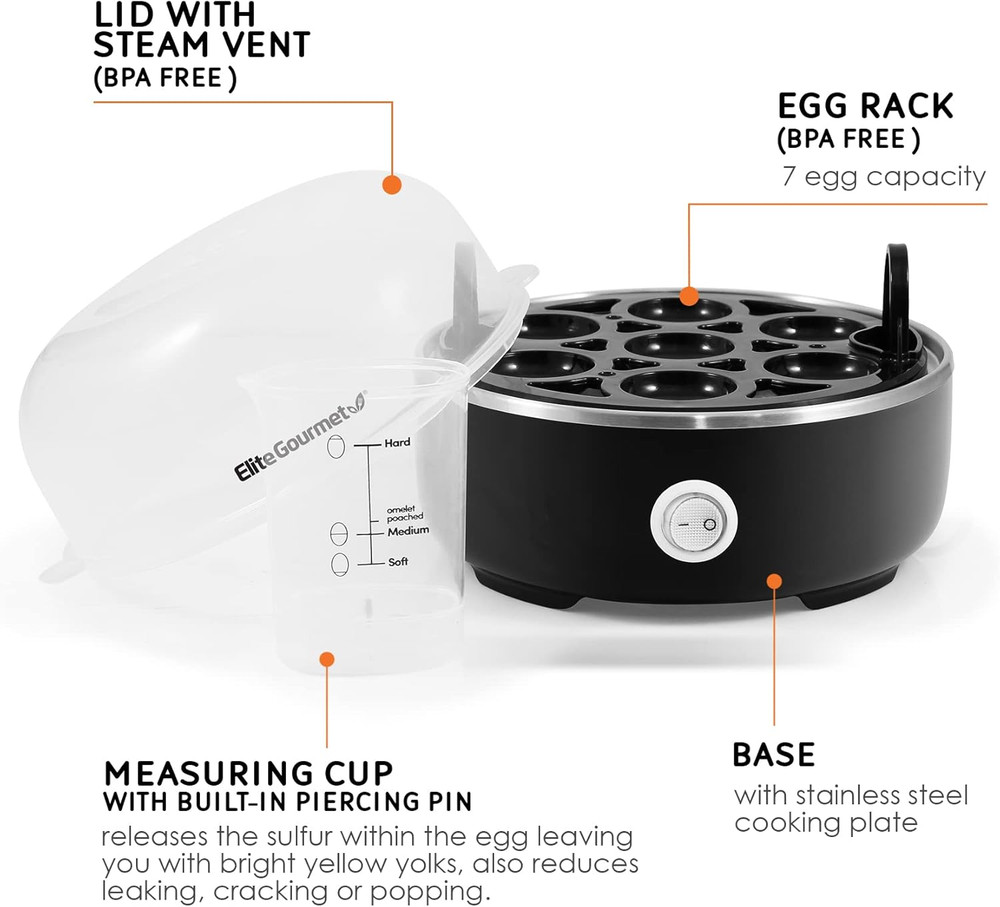 EGC115B Easy Egg Cooker Electric 7 Egg Capacity Soft Medium...