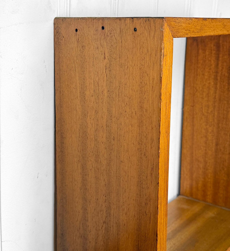 Mid-Century Teak Sculptural Cube Wall Hanging Shelf