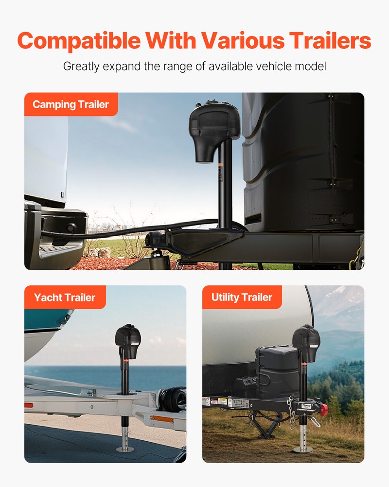 Electric Trailer Jack 3500 lbs Power Tongue Jack for RV Trailer & Camper Black