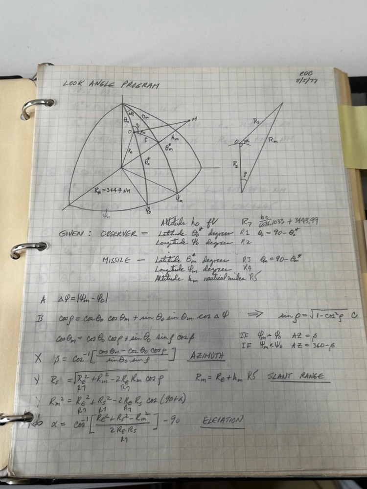 Satellite Tracking Antenna Trajectory Calculation Ephemera HP 9820 Program Notes
