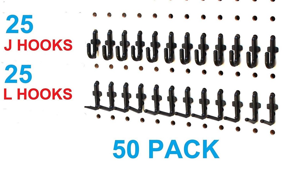 JSP Manufacturing Plastic Locking J Hook & L Hook Pegboard Kit | Garage Tool ...