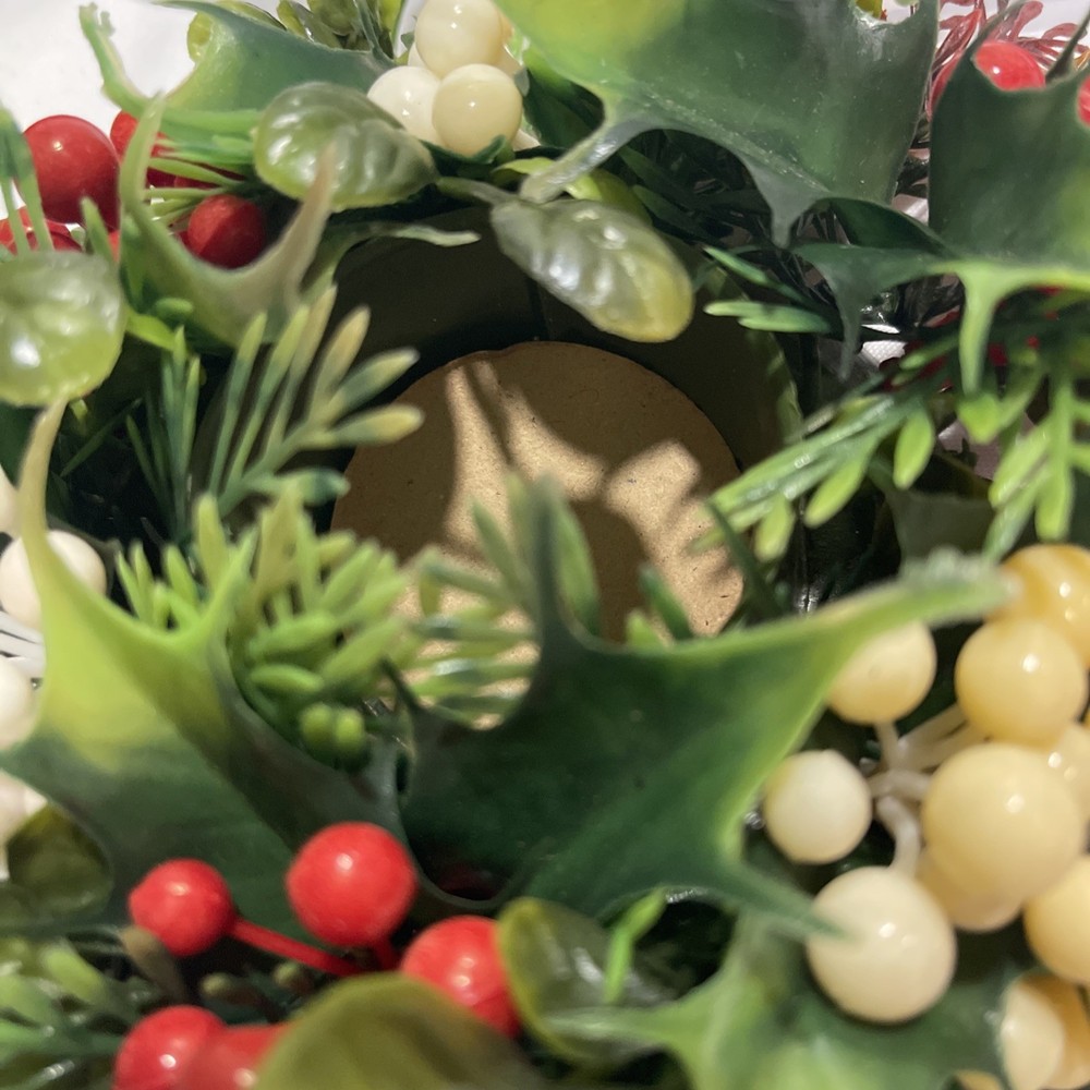 Christmas Plastic Candle Holder Features Mistletoe
