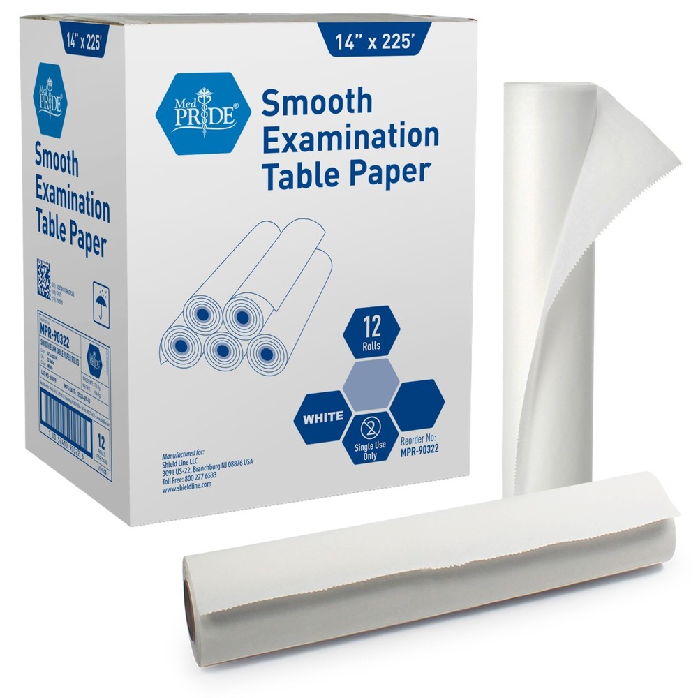 MED PRIDE Smooth Exam Table Paper 225FT Roll – 14" 18" 21" Disposable White
