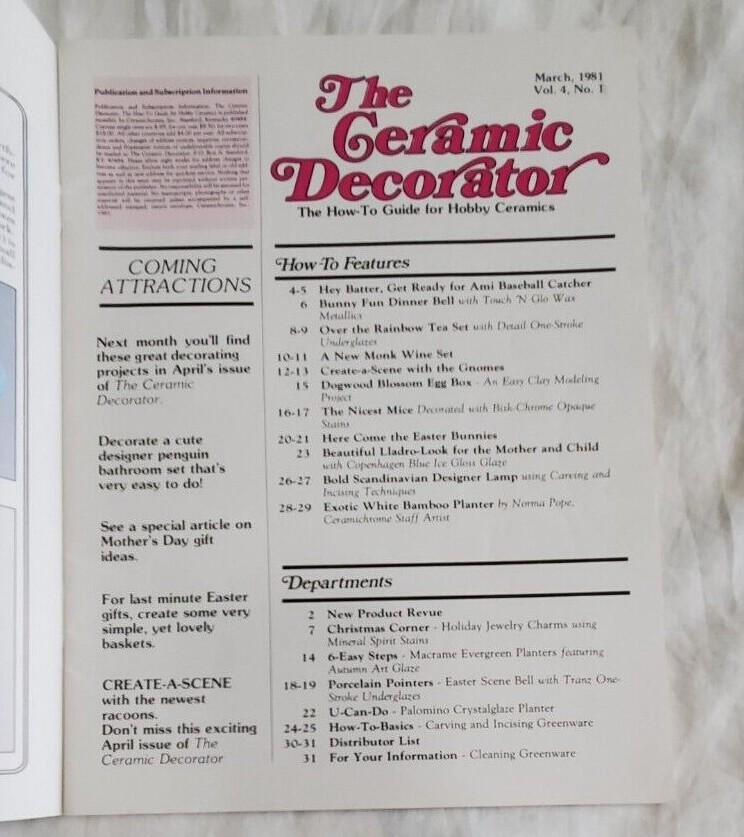 The Ceramic Painter Magazine 10 Spring Decorating Projects Easter Bunnies ©1981