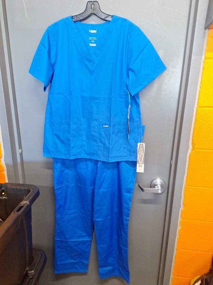 Landau Blue Medium Scrub Set Top and Bottom sz Medium
