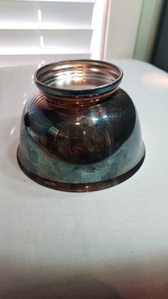 Emerald Green Enamel Wallace Footed Silver Plate Bowl 7.5”