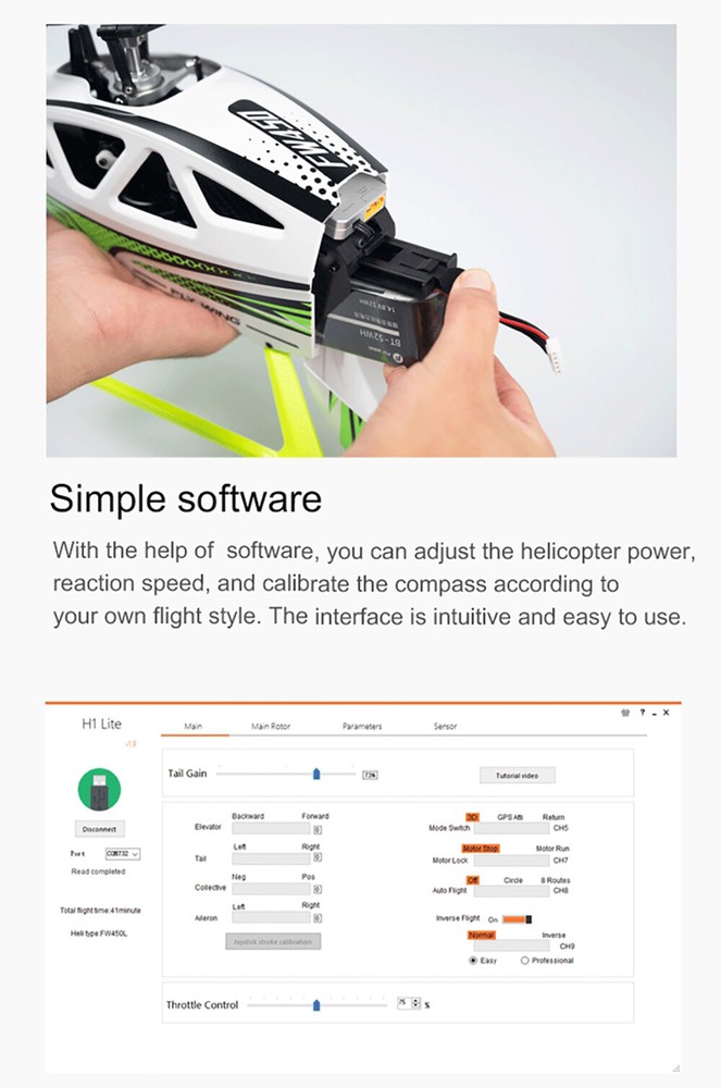 Fly Wing FW450L V3 6CH GPS 3D Automatic Return Hovering RC Helicopter RTF US
