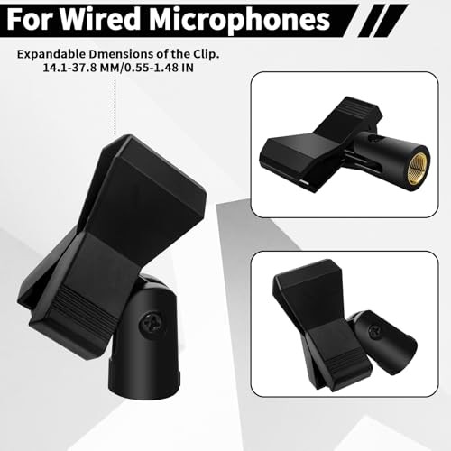 4 Pack Universal Adjustable Mic Clips for Stands, Wireless Microphone Holder