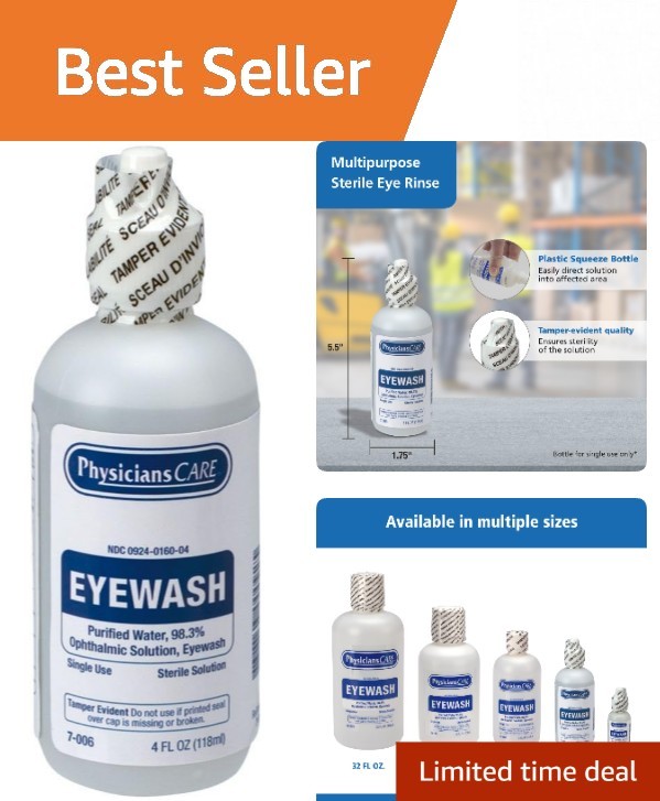 Compact 4 oz Sterile Eye Wash Solution - Essential First Aid for Emergencies