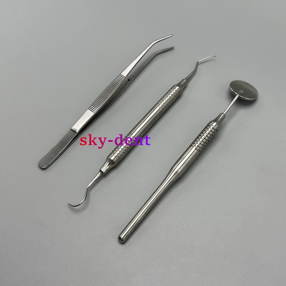 1/10 Kits Basic Dental Instruments Set Mouth Mirror Explorer Cotton Plain Plier