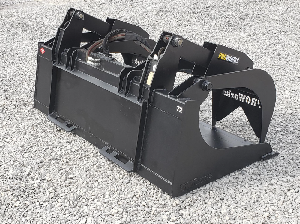 72″ Severe Duty Solid Bottom Bucket Grapple Fits Skid Steer Quick Attach Loader