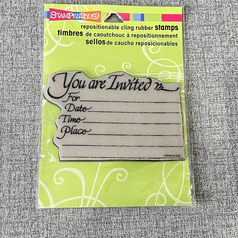 Invitation Cling Rubber Stamp Repositionable Stampendous CRP031 New