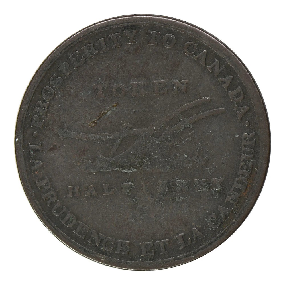 1824 Canada Copper Halfpenny Token Circulated