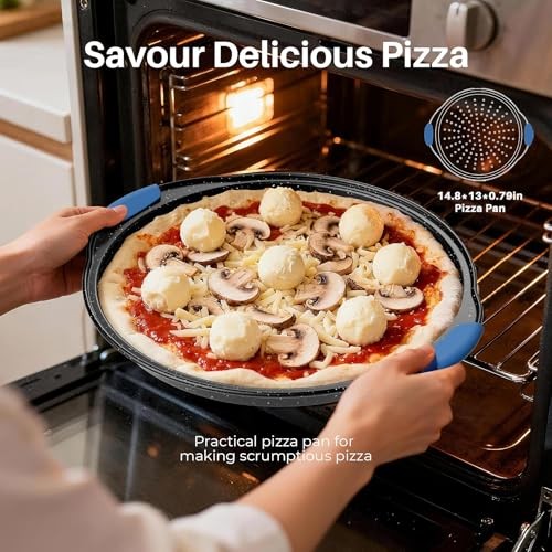 11-Piece Professional Stackable Baking Set, Oven-Safe Nonstick Black&Blue