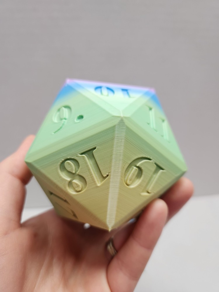 D&D Polyhedral Dice Set Magnetic Storage Case 3D Printed RPG Dice Pastel Rainbow