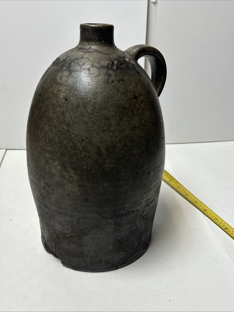Primitive Antique Single Handled Stoneware Glazed Jug